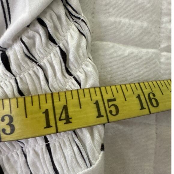 EXPRESS Womens Dress Large High Low Black White Stripe Ruffle Cutout Summer Chic - Picture 9 of 11